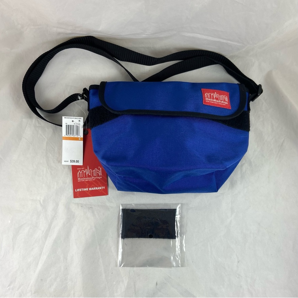 Manhattan Portage Messenger Bag Hook & Loop Closure Zip Pocket Royal Blue NWT
